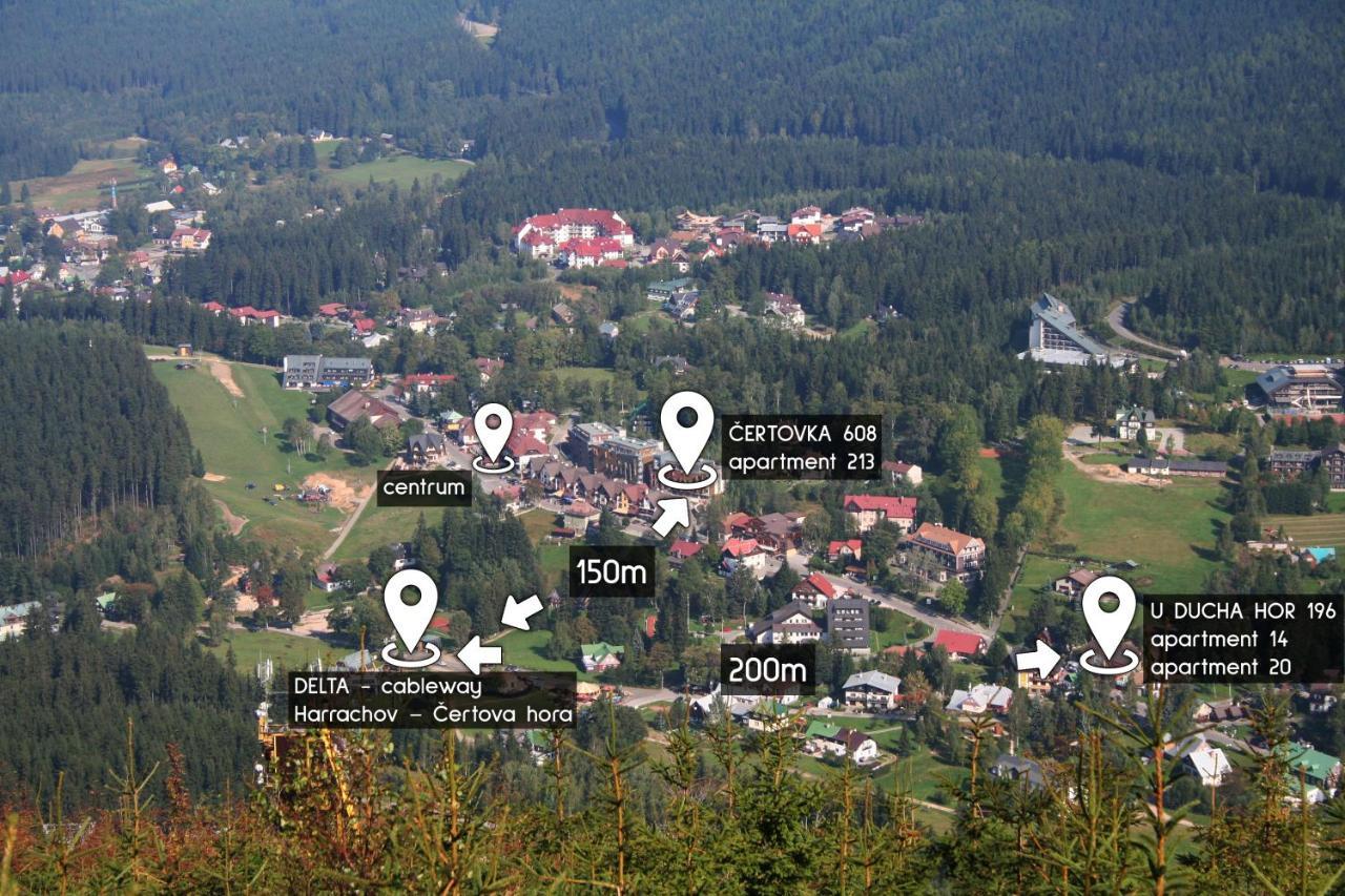 Enjoyharrachov - Atraktivni Slunne Studio Certovka V Centru Harrachova S Garazovym Parkovanim, Wifi-Wlan, Sat, Herni Konzoli, Netflix Zdarma A Nejkrasnejsim Vyhledem Na Certovu Horu S Arealem Skokanskych Mustku A Sjezdovku Exterior foto