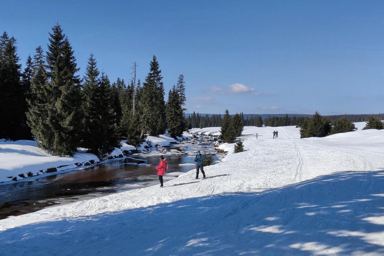 Enjoyharrachov - Atraktivni Slunne Studio Certovka V Centru Harrachova S Garazovym Parkovanim, Wifi-Wlan, Sat, Herni Konzoli, Netflix Zdarma A Nejkrasnejsim Vyhledem Na Certovu Horu S Arealem Skokanskych Mustku A Sjezdovku Exterior foto